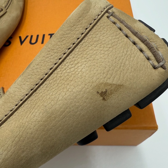 Louis Vuitton Men’s LV Initials Leather Loafers – Beige w/ Web Strap (Size 9) - Picture 7 of 8